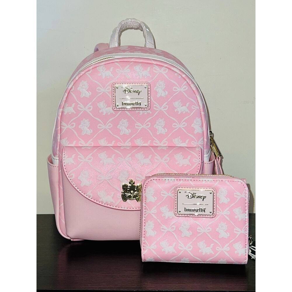 Loungefly Disney The Aristocats Marie Bows Allover Print Mini Backpack Wallet
